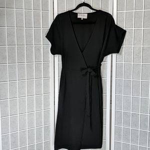 Charles Henry Black Wrap Dress, Small